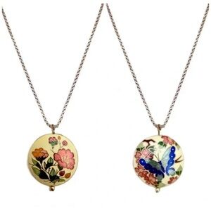 BOHEMIAN • Butterfly Flower Vintage Ceramic Necklace